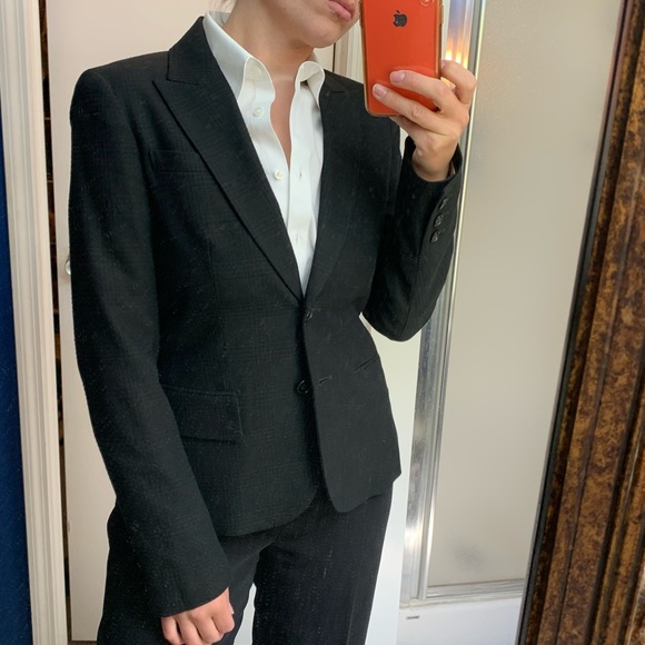 NEW Theory Black Blazer 6 Textured Cotton Wool - Picture 2 of 15